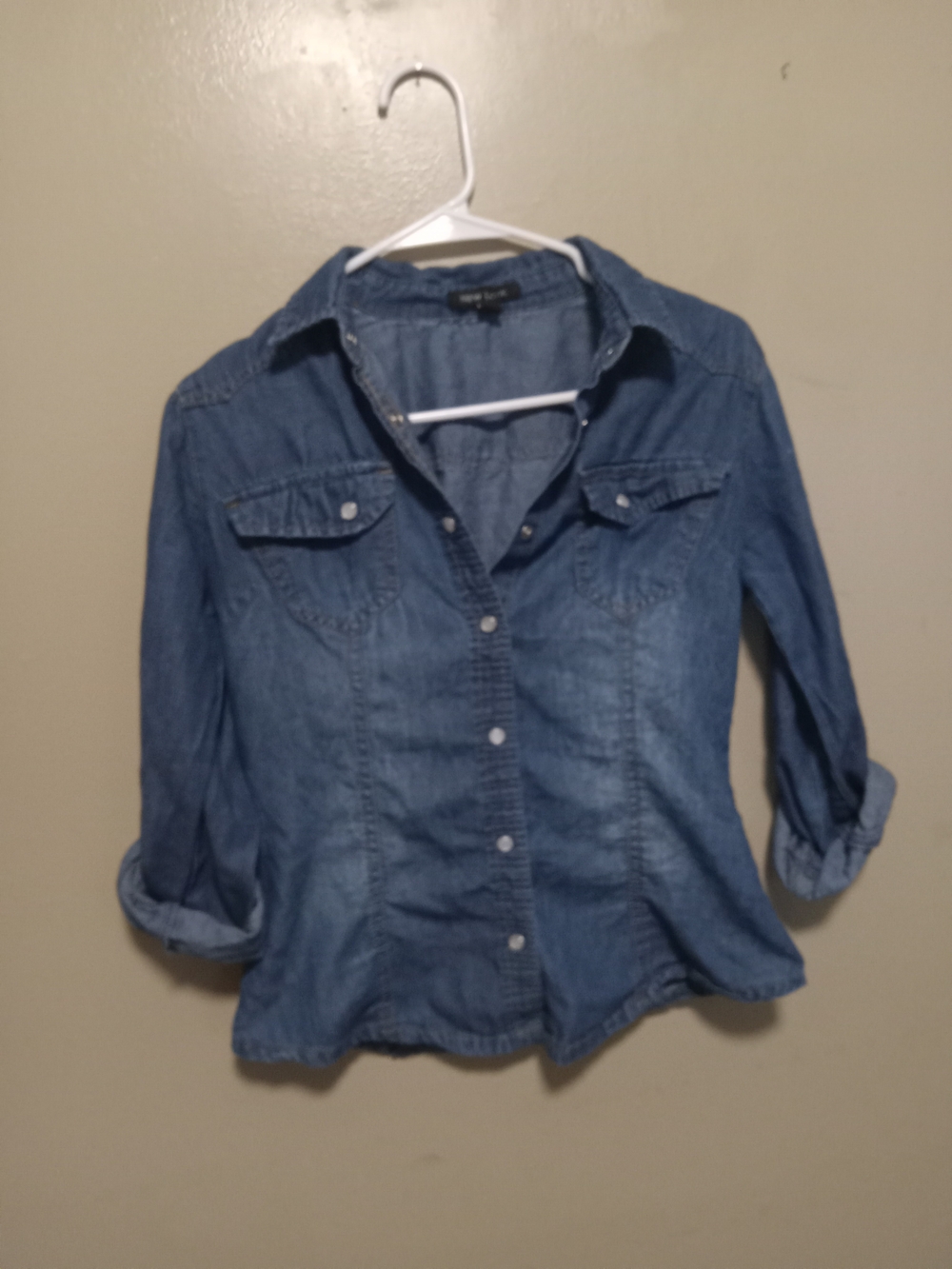New Look Lightweight Denim Button-Down Shirt in Blue